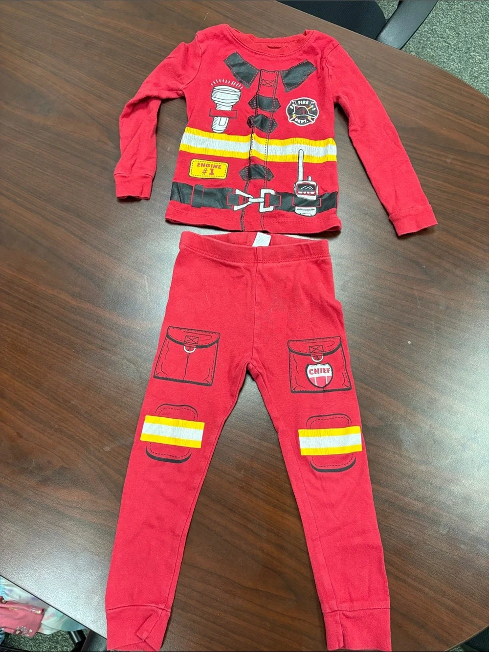 Kids Firefighter-Themed Red Pajama Set